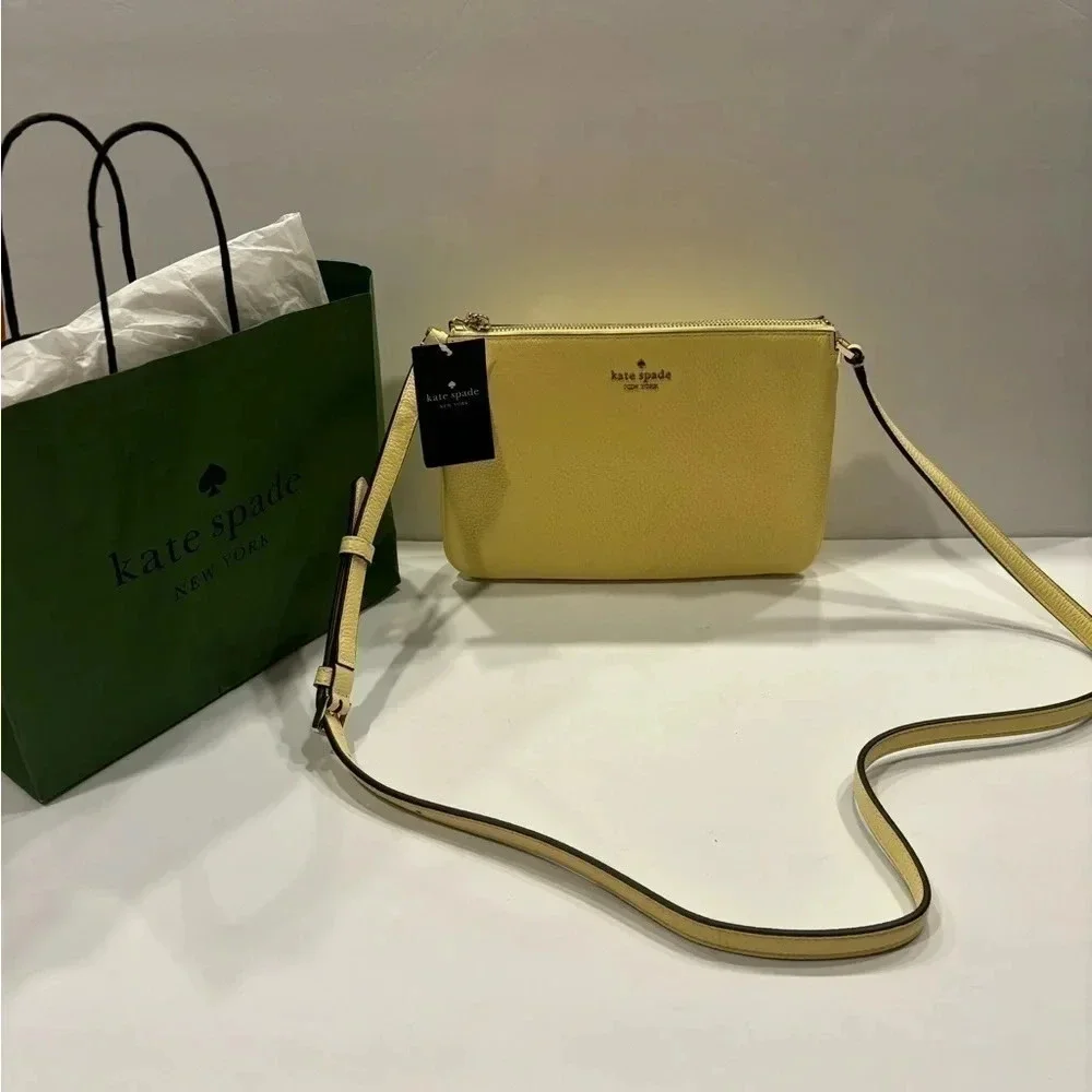 Kate Spade New York Leila Triple Gusset Crossbody Yellow NWT